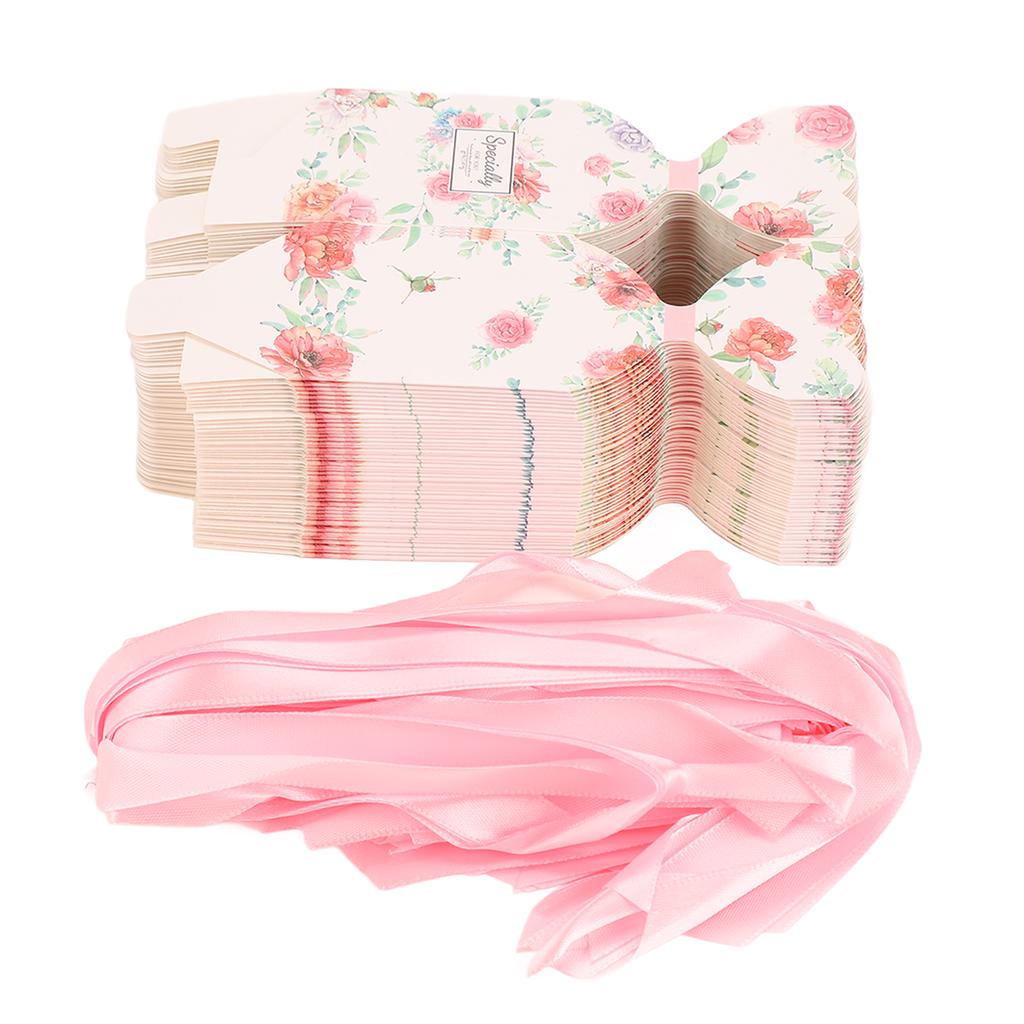 50 Set Wedding Favor Boxes Floral Pattern Retro   Sy Assemble   Boxes Party Favors with Rope   Gift Box
