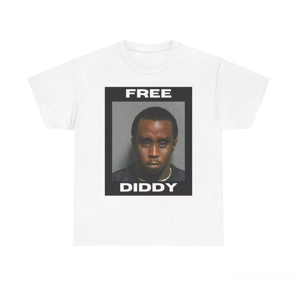 Free Diddy T Shirt Party Hip Hop Short Sleeve 2026 Summer Fashion Print Cotton High Street Tops Casul