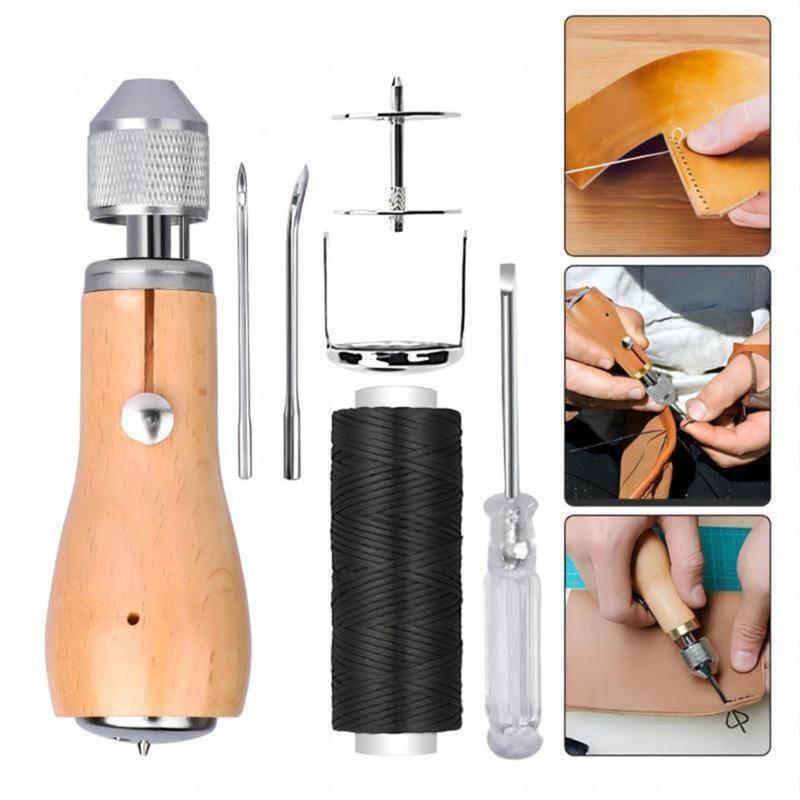 Leather Sewing Awl Kits with Screwdriver Leather Sewing Tool Set Curved and Tapered Needle Leather Sewing Accessories