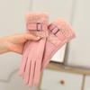 Full Finger Women Suede Gloves Windproof Cycling Mittens Fashion Winter Women's Gloves  Girls Gift