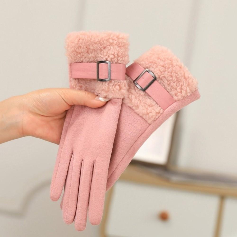Full Finger Women Suede Gloves Windproof Cycling Mittens Fashion Winter Women's Gloves Girls Gift
