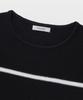 MANNERGRAM Striped Boat Neck 100% Cotton Short Sleeve Knit Black