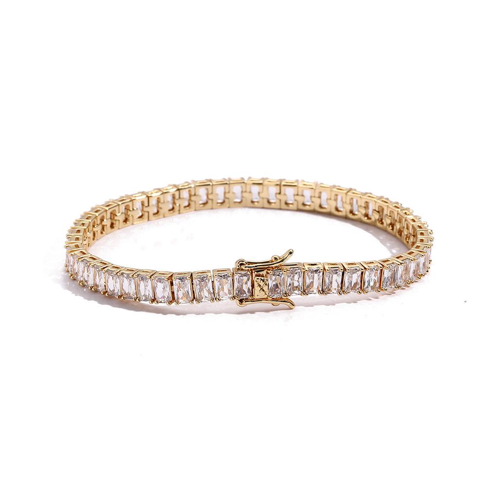 Fashion Hip Hop Jewelry Geometric 3*5mm Rectangular Zircon Tennis Bracelet Baguette CZ Tennis Bracelet for Women and Men