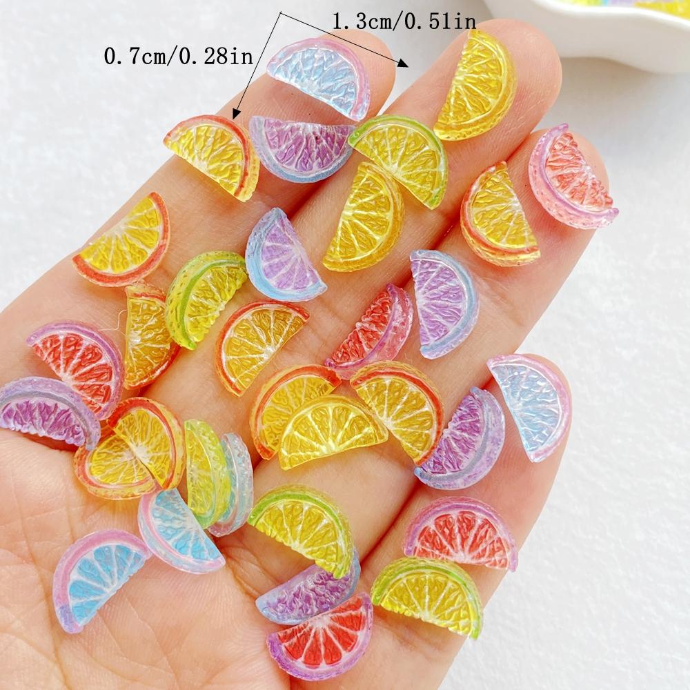 

50Pcs Cute Cartoon Mini Colorful Orange Slices Nail Art Resin Designer Charms DIY Craft For Nail 3D Decorations Jewelry