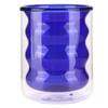 200ml DoubleLayer Glass Mug HeatResistant 3 Dimensional Spiral Cup for Office Home School(Blue )