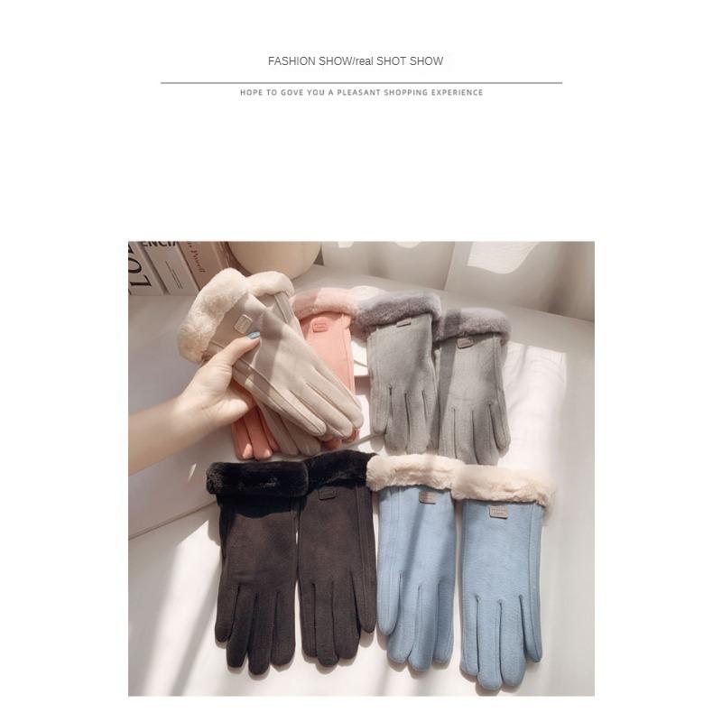 Teplé rukavice pro ženy Zimní Silný semiš s fleecovou podšívkou Podzimní a Zimní mrazuvzdorný dotykový displej Nové cyklistické lyžařské jezdecké rukavice