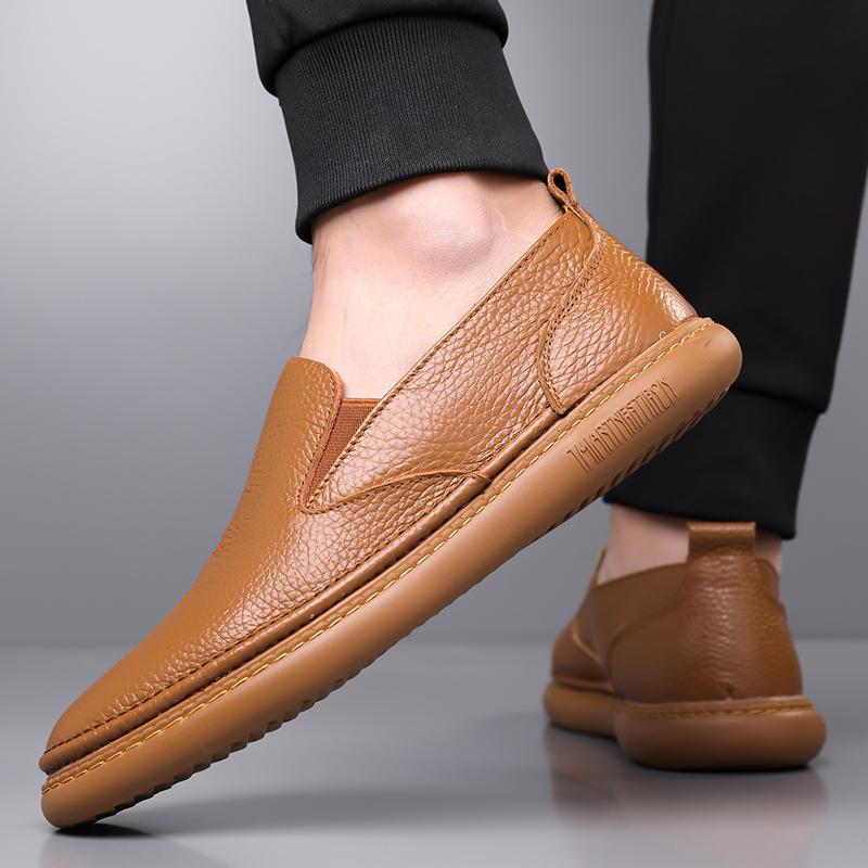 Loafers All-match Social Flats Mens Slip On Shoes Fashion Outdoor Walking Shoes Men All-match Sneakers Leather Office Footwear