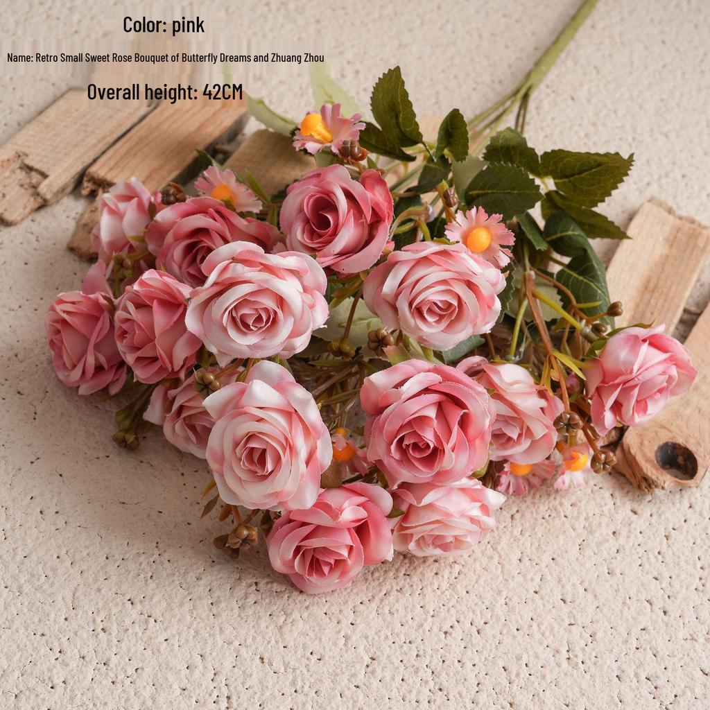 Zhuang Zhou Retro Rose Bunch INS Style Artificial Flowers for Home & Wedding Decor