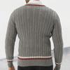 Men's Slim-Fit V-Neck Color-Block Pullover Knitted Sweater - Autumn/Winter Street Style