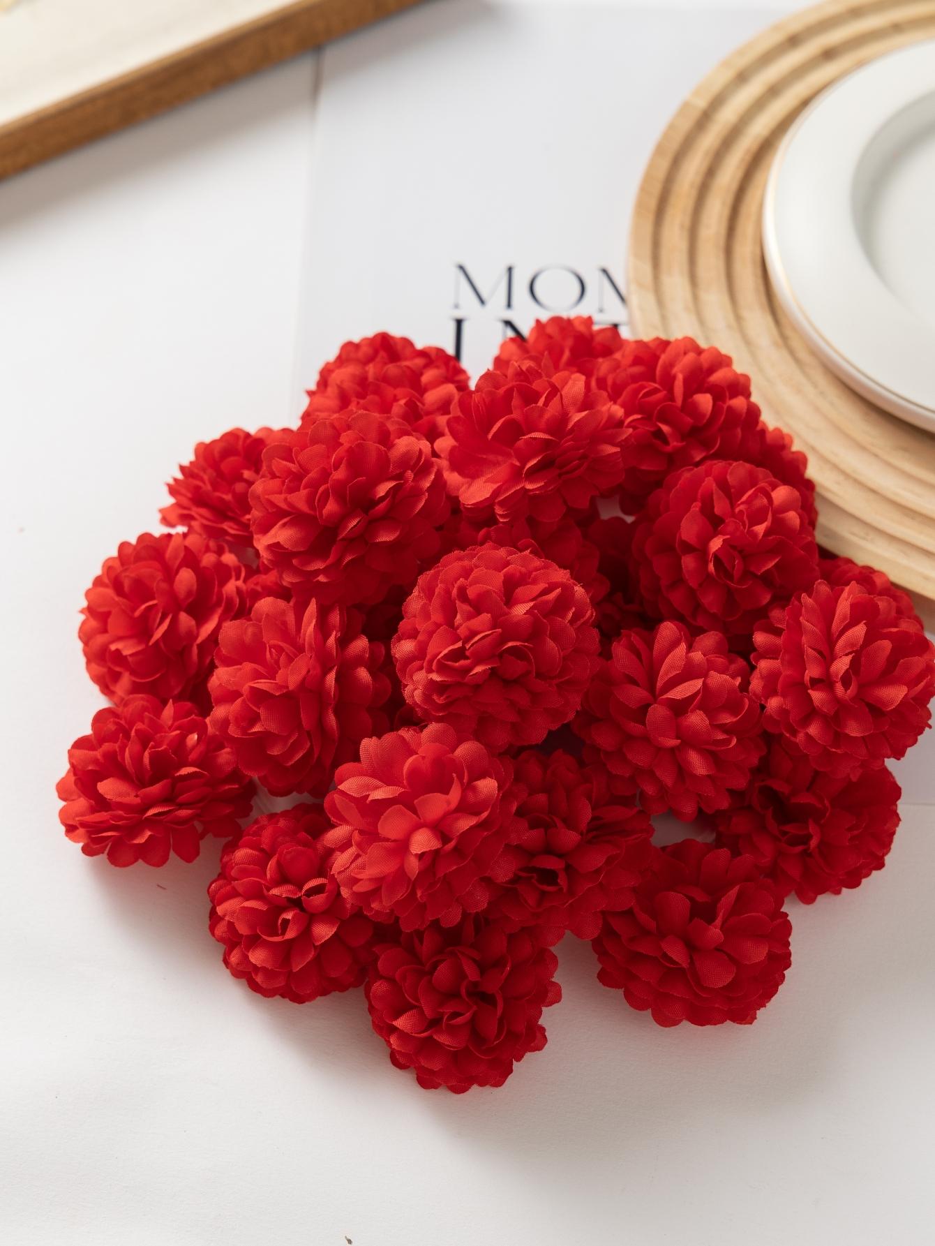 

6Pcs Pack Marigold Flowers Heads Bulk, Orange Artificial Flower Heads Silk Fake Flower Heads, Ball Chrysanthemum Bulk Mini Flower Heads 6pcs красный