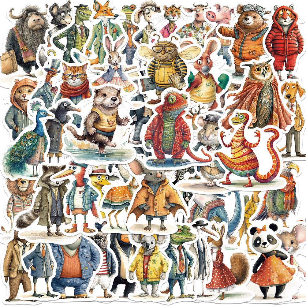 Sada samolepek divoké zvěře: Los, Alpaka, Panda & Lev