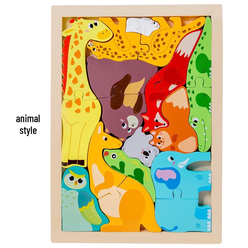 3D Cartoon Puzzle: Large Wooden Building Blocks for Kids 3-6