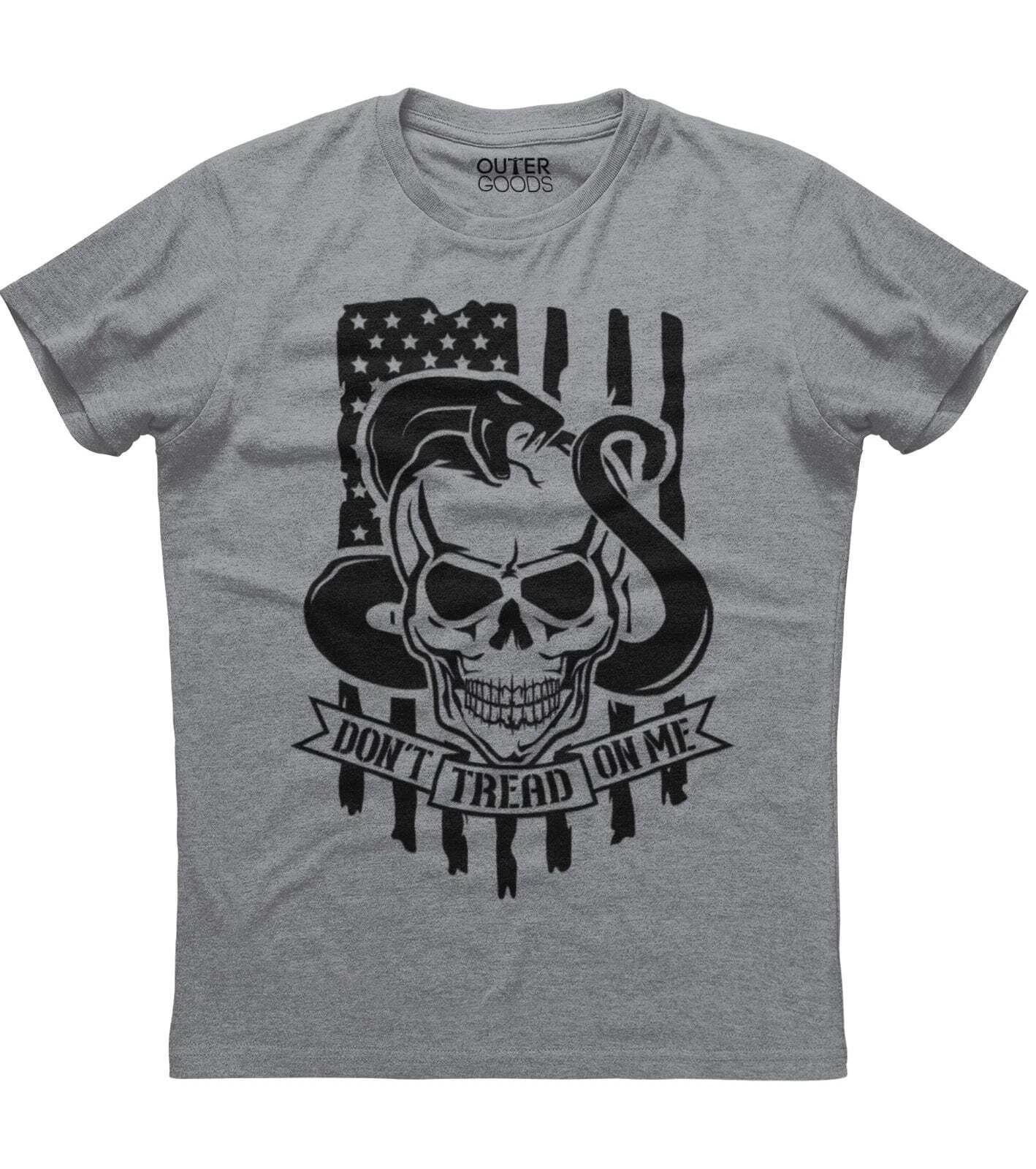 American Flag Patriotic Tee Don t Tread On Me Snake On Skull T-shirt XXXL