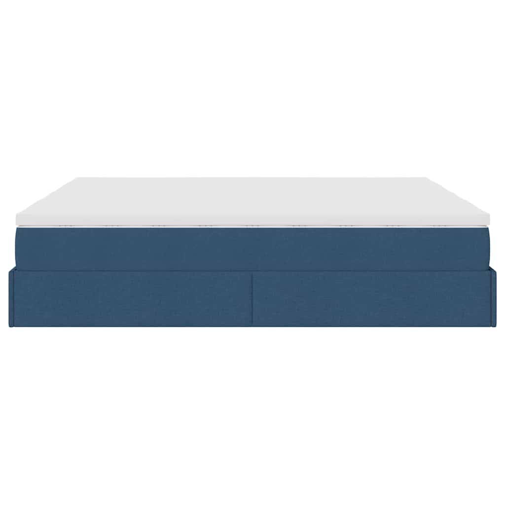 Ottoman Bed with Mattresses Blue 200x200 Cm Fabric