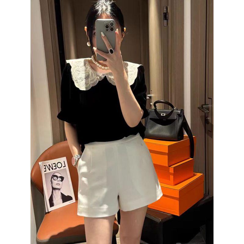 

Organza Doll Collar Younger Women Fall and Winter Ruched 3/4 Sleeve Pleuche T-shirt Bandage Dress Outwear Welfare Buy without Hesitation Black L