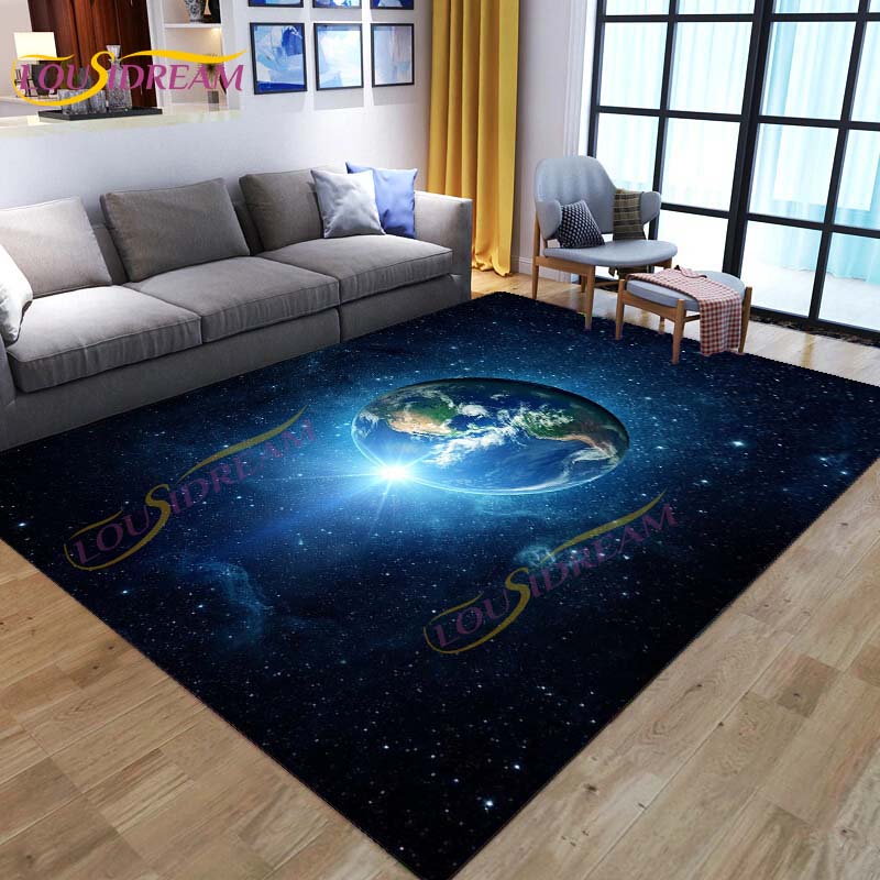 3D Colored Space Mat Galaxy Rug Starry Sky Carpet for Living Room Bedroomt Sofa Planet Rug Nursery Play Rug Floor Mat Home Decor