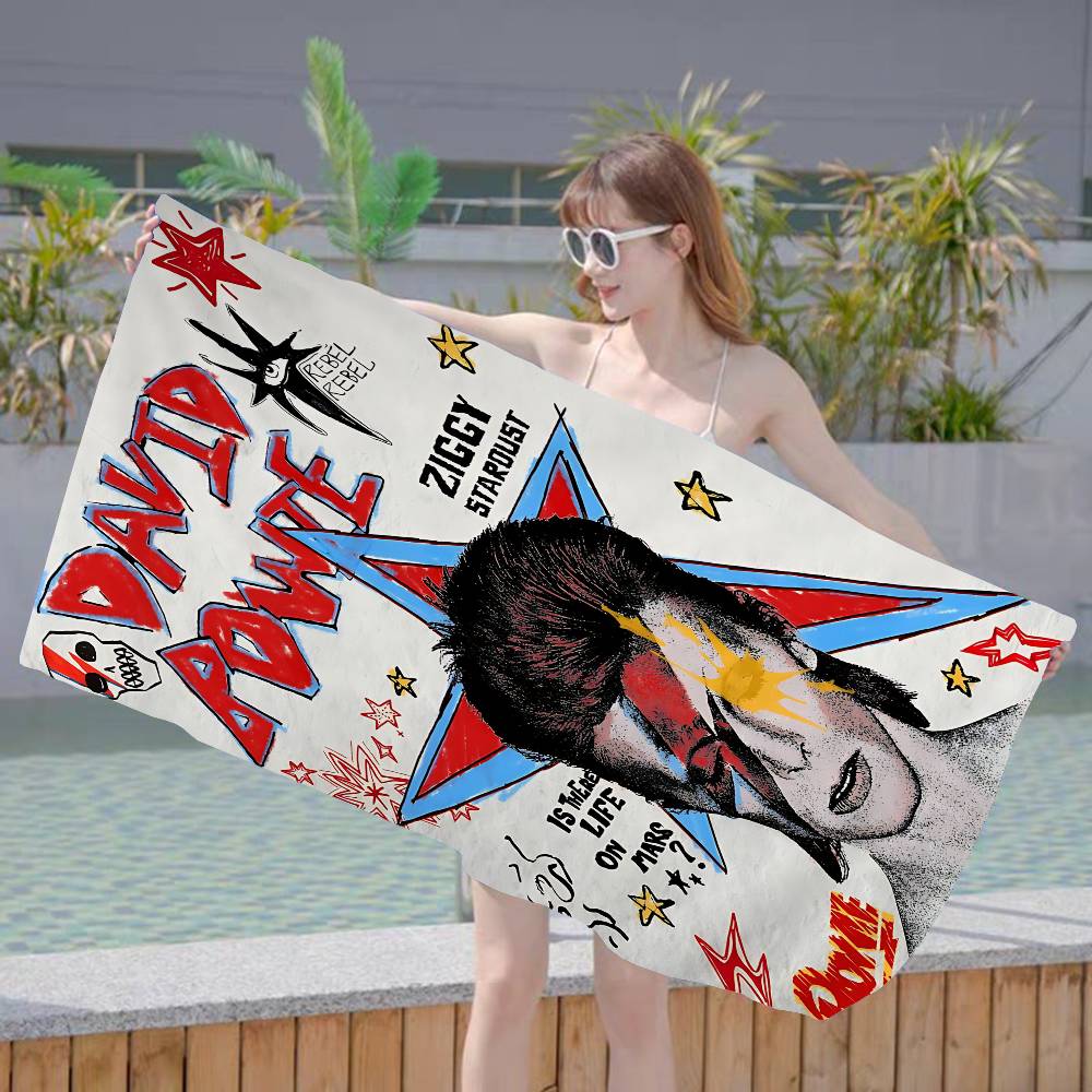 D-David Chanteur Chaud B-Bowie Couverture en Microfibre Séchage Rapide Serviettes de Plage Impression Surdimensionnée Super Absorbante Couverture Serviette de Piscine