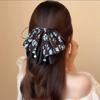 Korean Style Sweet Floral Bow Hair Clip - Ribbon Claw Clip for High Ponytails & Half Updos