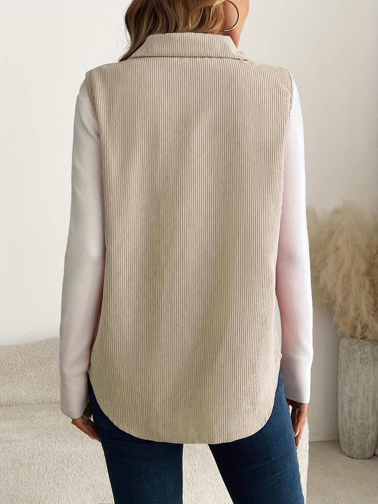 Women's Casual Lapel Solid Color Single-Breasted Vest for Commuting Fashion