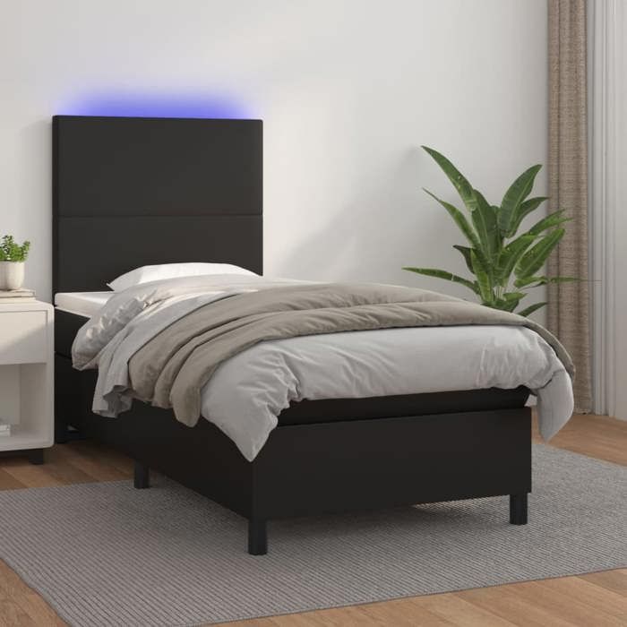 Maison Exclusive - Sommier à lattes de lit avec matelas et LED Noir 90x190 cm