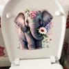 Beautiful Colored Baby Elephant Toilet Seat Stickers Self-adhesive Animal Stickers Toilet Bathroom Decoration Water-proof Decal