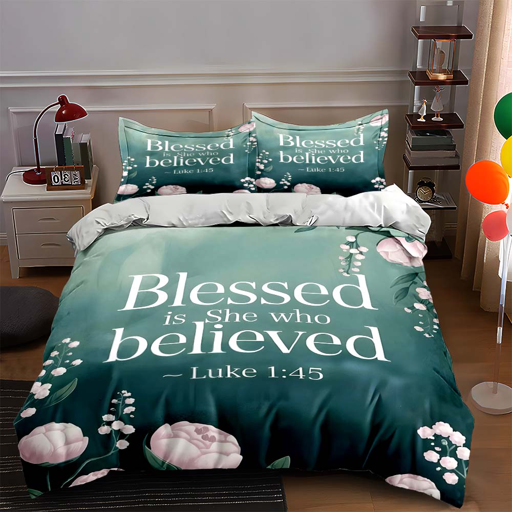 

Floral scripture design Bedding Duvet cover sets Duvet covers Pillowcases gifts (1 * Duvet Cover 2 * Pillowcases, without duvet insert) 135x200cm