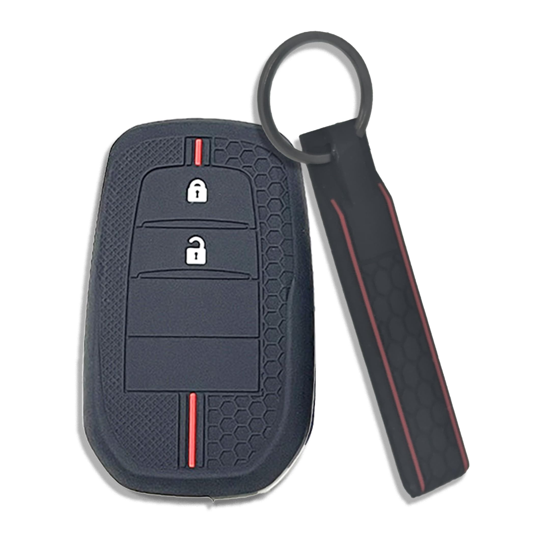 Compatible with Toyota Silicone Red Black Key Case Smart Key