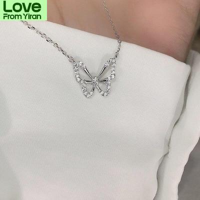 925 Sterling Silver Butterfly Necklace With Zircon Shining Animal Choker Party Gift For Ladies Fashion Jewelry Snk031
