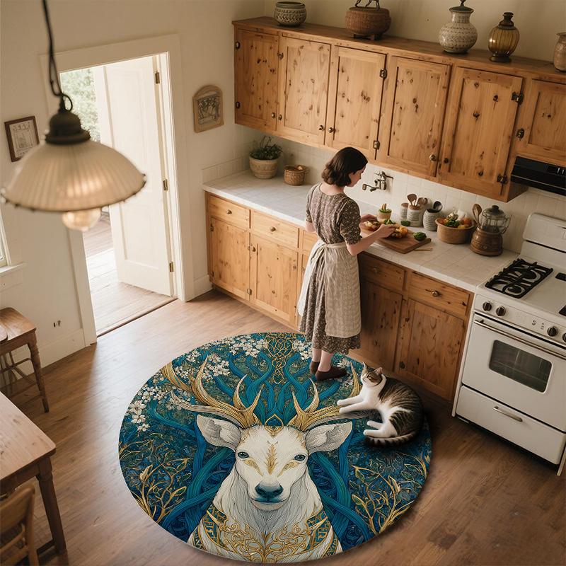 Blue Series Animals,Round Area Rug,Carpet Rug for Living Room Bedroom Sofa Playroom Decor,Non-slip Floor Mat