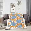 Illustration M-Matisse Style Floral Print Throw Lightweight 240g Flannel Blanket Soft Skin-friendly for Summer Cooling