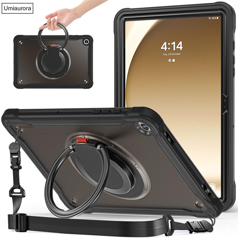 For Samsung Tab A9 8.7 SM-X110 A9+ A11+ Plus 11 Inch SM-X230 X210 X130 Pull Ring Stand Strap Tablet Case Shockproof Armor Funda