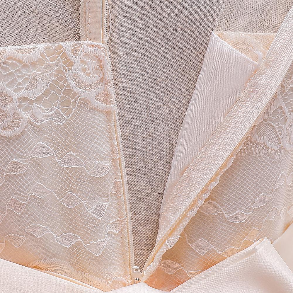 Flower Girl Princess Dress For Weddings Summer Kid Formal Bow Long Gown For School Evening Party Children New Year Cloth LP-227