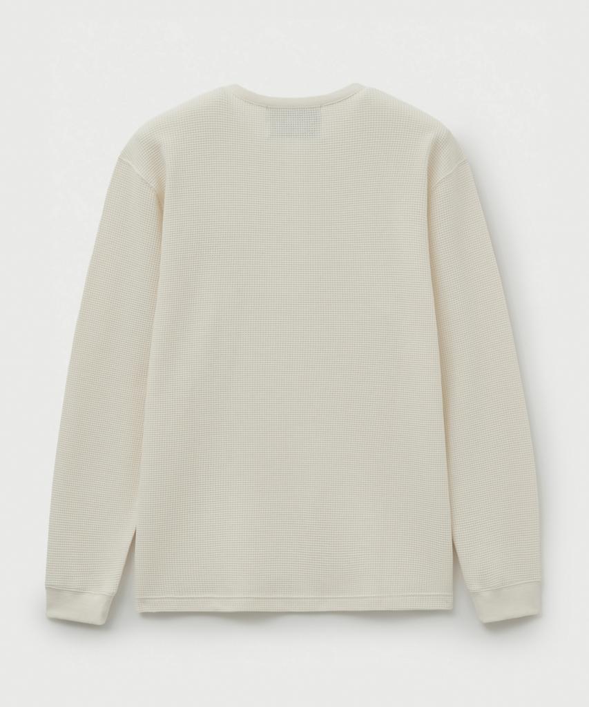 Seteo Waffle Henley Neck T-Shirt Cream