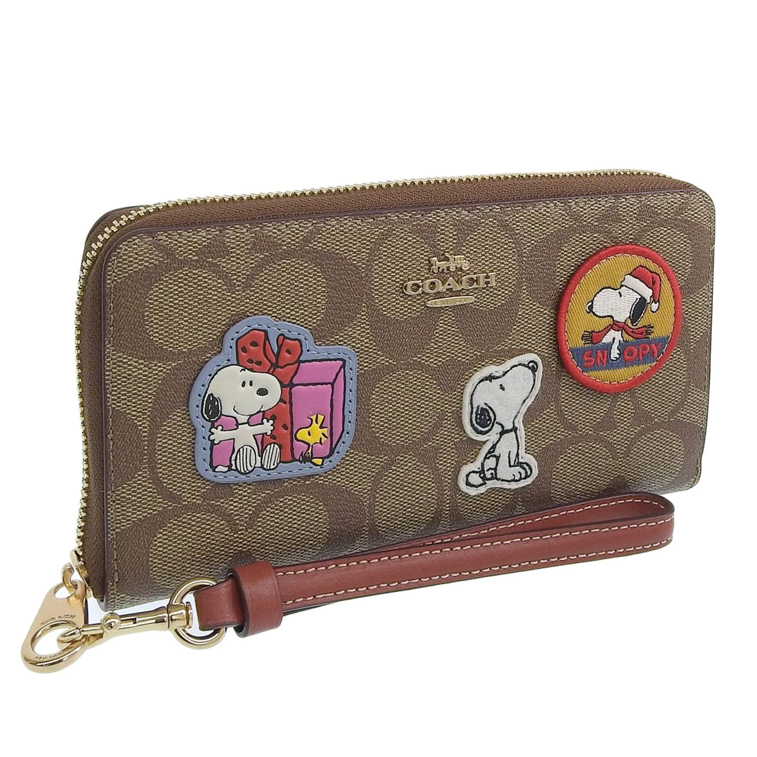 

Wallet Long Wallet Outlet with Zipper Strap Leather C4452 CE705 CF218 WOOD [Coach] Women s (KHAKI×RED MULTI2/Beige) [Item]