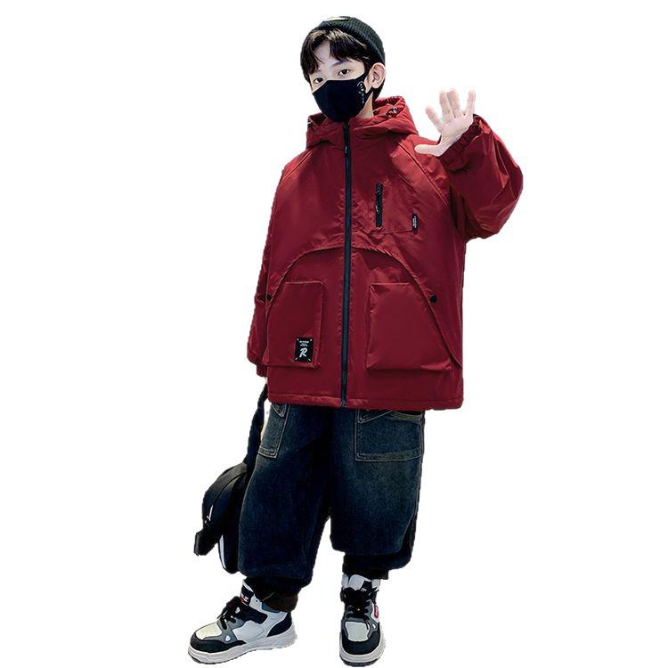 Boys' Quilted Windbreaker Jacket - Fashionable, Thickened, Cotton-Padded Winter 2024 Style for Kids