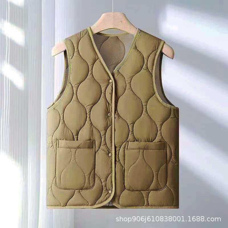 New light down cotton vest women's autumn and winter collarless liner short women's vest large size vest jacket