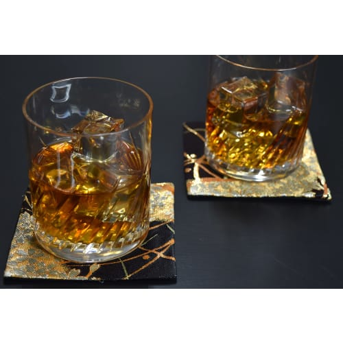 Set of 2 Japanese-style Brocade Kimono Coasters (Miyabi)