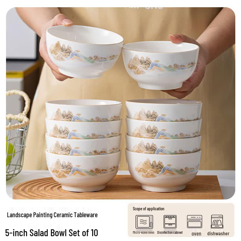 Ru Han Ceramic Landscape Collection Bowls