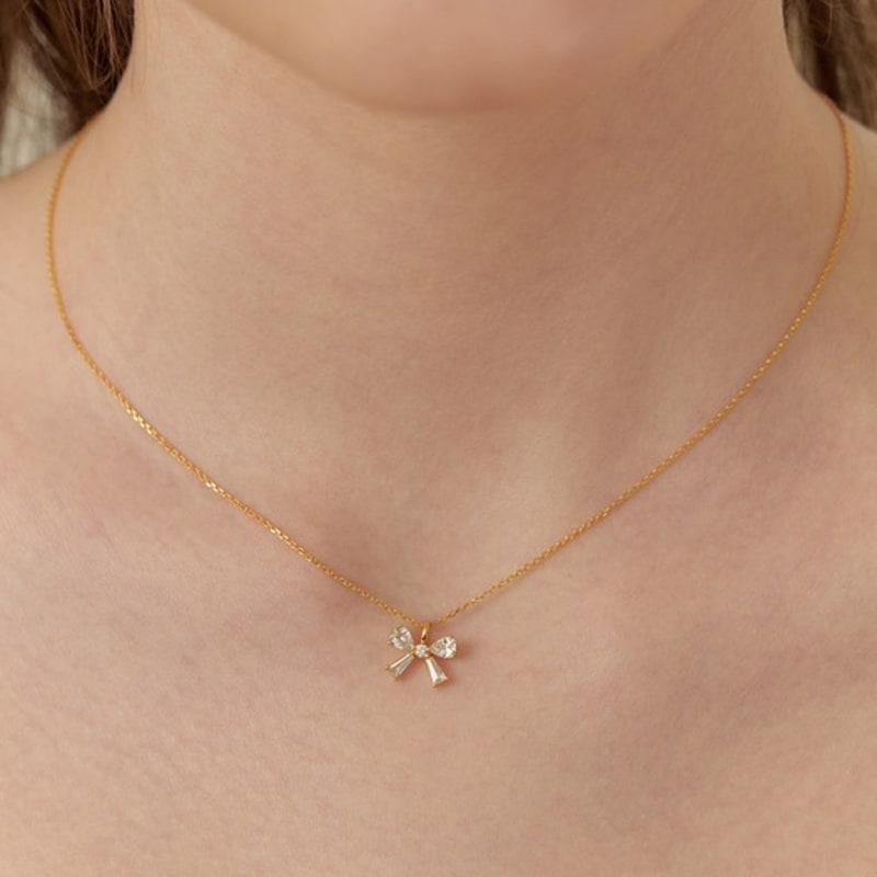 Tatiana (925 Silver) Lovely Bright Ribbon Necklace NZ2172