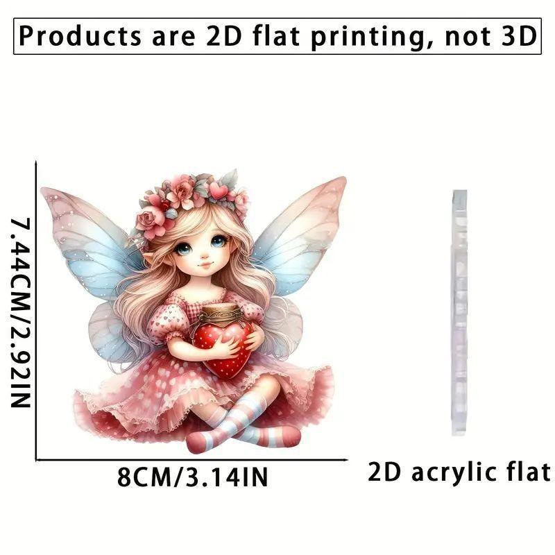 

Акриловый розовый милый ангел брелок с крыльями для модного декора автомобиля, интерьер 2