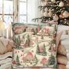 Pink Mint Green Christmas Pillow Vintage Style Christmas Village Pink Pillow Christmas Day Pillow Pink Decorative Gift