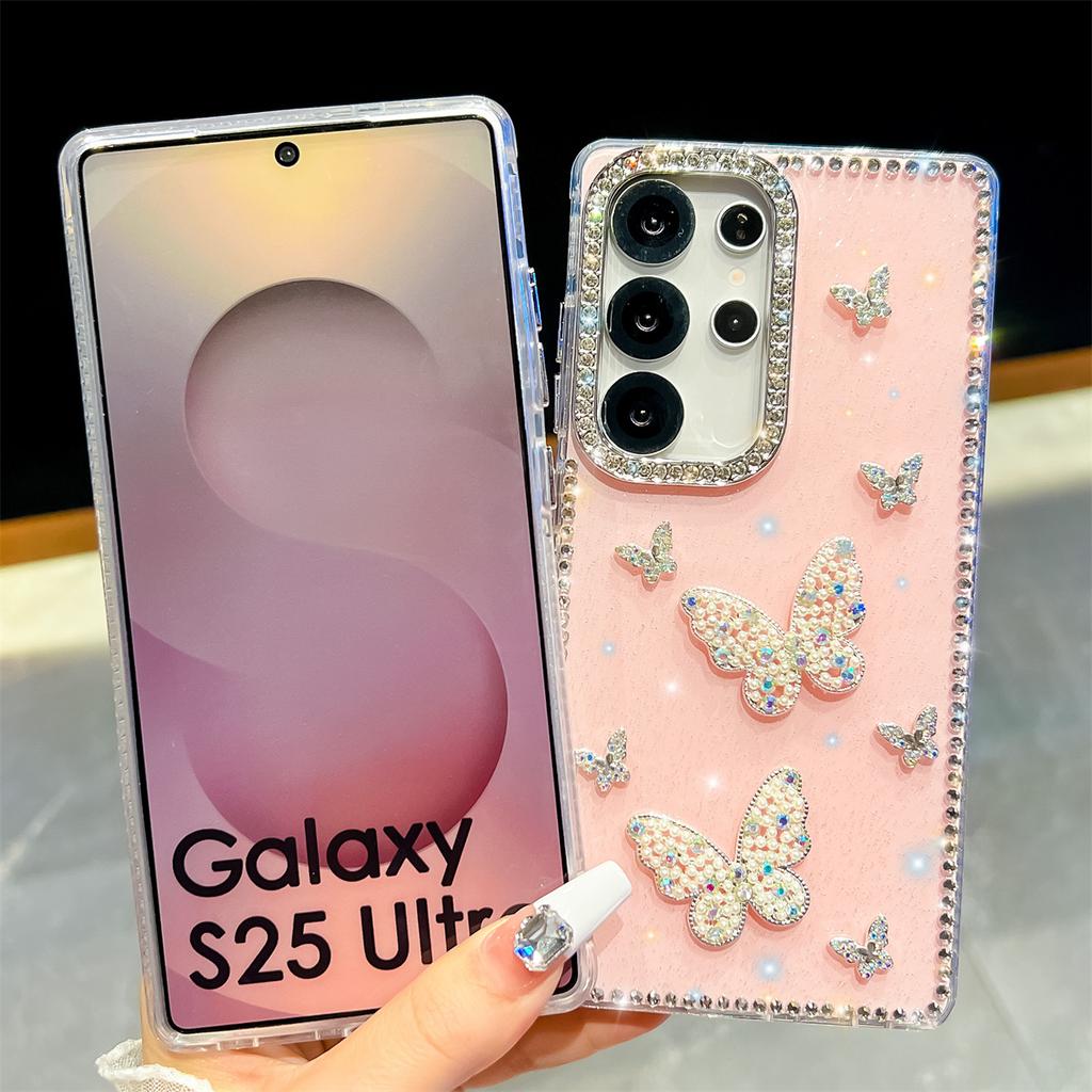 Handmade Sparkly Diamond Butterfly Swarm IMD Phone Case, Compatible with Samsung S23 Ultra/S24/S25 & A07/A15/A16/A17/A26/A35/A36/A55/A56