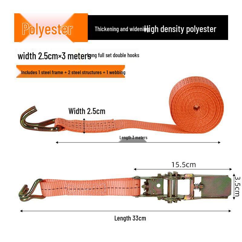 Pasy transportowe z grzechotką, z podwójnym hakiem i stalowym napinaczem
