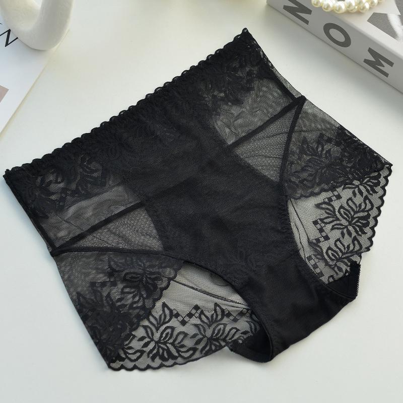 High waist lace panties women's belly and hips thin breathable briefs head sexy lace