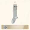 Ladies Spring and Summer Solid Color Sweet Tie Bow Calf Socks