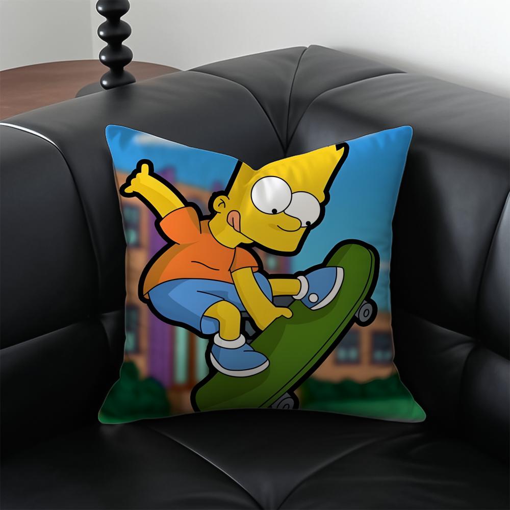 TThe Simpsons Cushion Cover Pillow Case Antidustmite Invisible Zipper Silky Plush Cushion