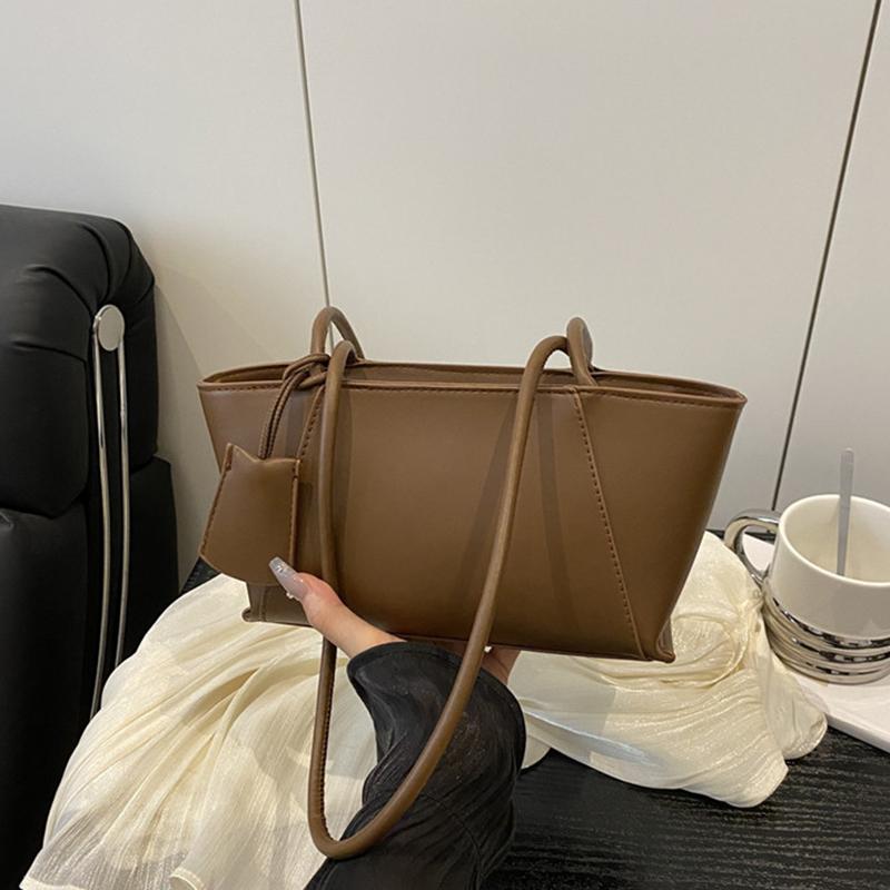 

Yogodlns Simple Stylish Solid Color Tote Bag Luxury Casual Pu Leather Shoulder Bag Leisure High-end Women s Underarm Bag 29x11x13.5cm кофейный