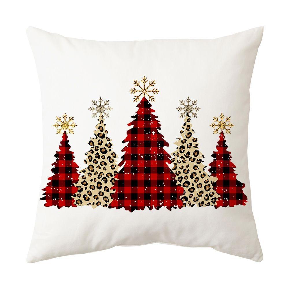 Christmas home decoration pillow cover Merry Christmas Snowman Christmas tree plaid printed cushion cover Sofa room decoration