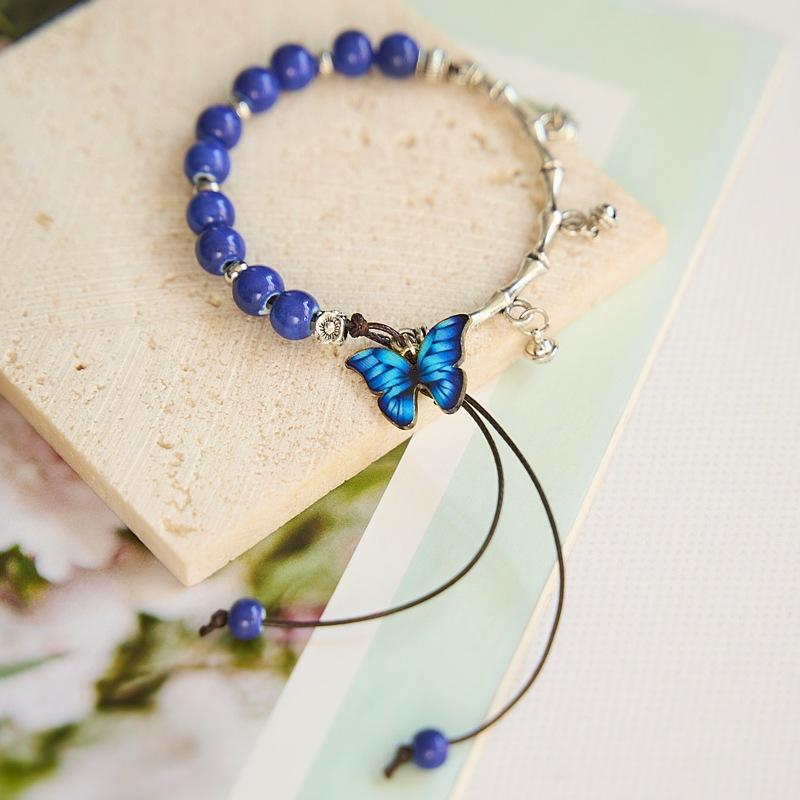 Bracelet Summer Women's Versatile Jewelry Butterfly Fresh Student Girlfriend Mori Antique Ceramic Bracelet