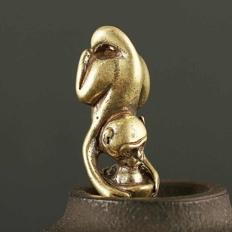 Messing Vintage Gjøre Gammel Ape Holder Gullbarrer Penger Jinbao Nøkkelring Anheng Zodiak Ape Overføringsanheng